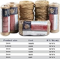 Vista 6 de PerkHomy - Cuerda de yute de 0.157 in de 120 pies de cuerda trenzada resistente y gruesa para rascador de gatos, poste rascador de árboles