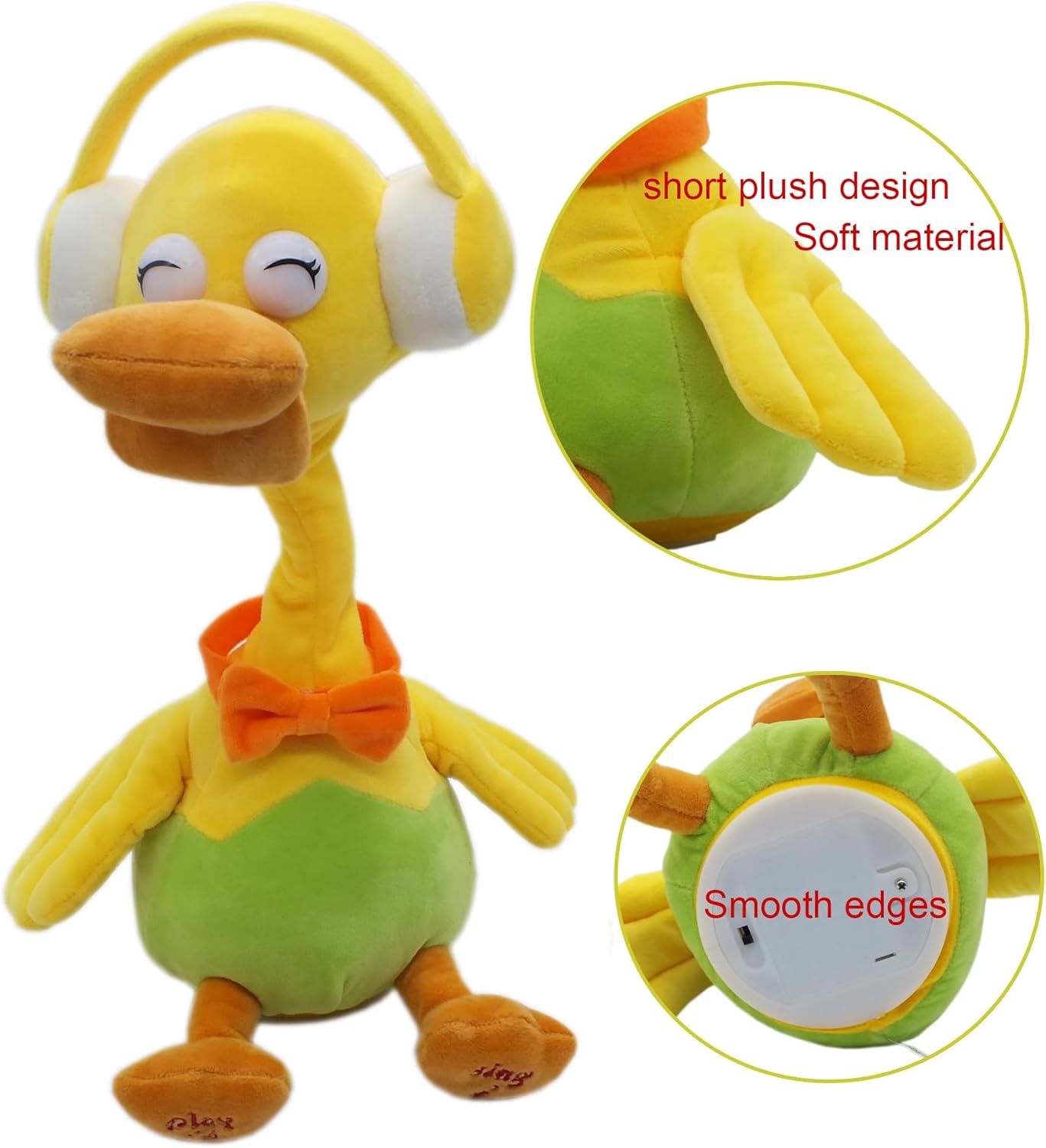 Talking Duck Toy Mimicking Recording Plush & Interactive Toy ，With Twisting Neck and Flapping Wings, Repeating What You Say，Singing, Recording, for Kids Gift for Boy & Girl（Headphone Duck Toy).
