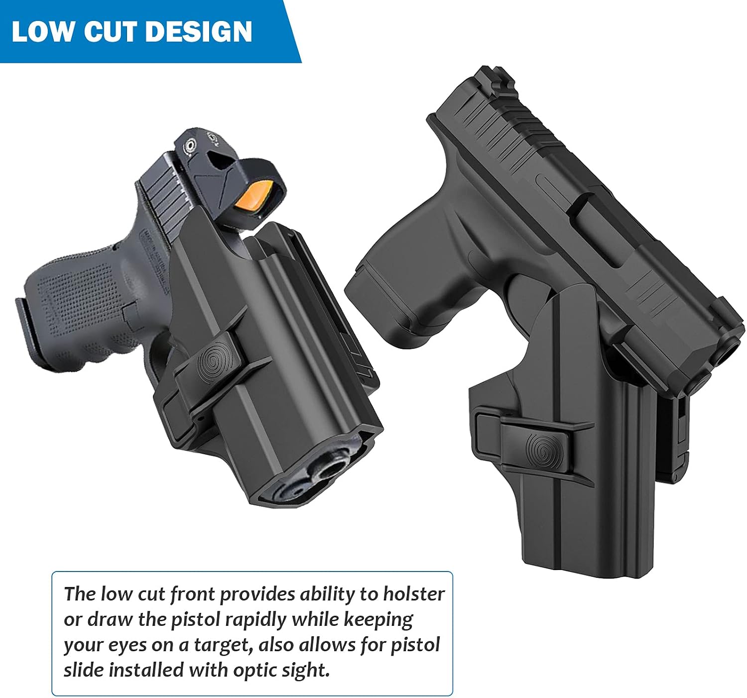 Hellcat Holster OWB, Right-Handed Holster for Springfield Micro Hellcat OSP / RDP Gun, 60° Adjustable Level Ⅱ Retention Paddle Belt Holsters for Springfield Armory Hellcat 3'' 9mm Pistol with Optics