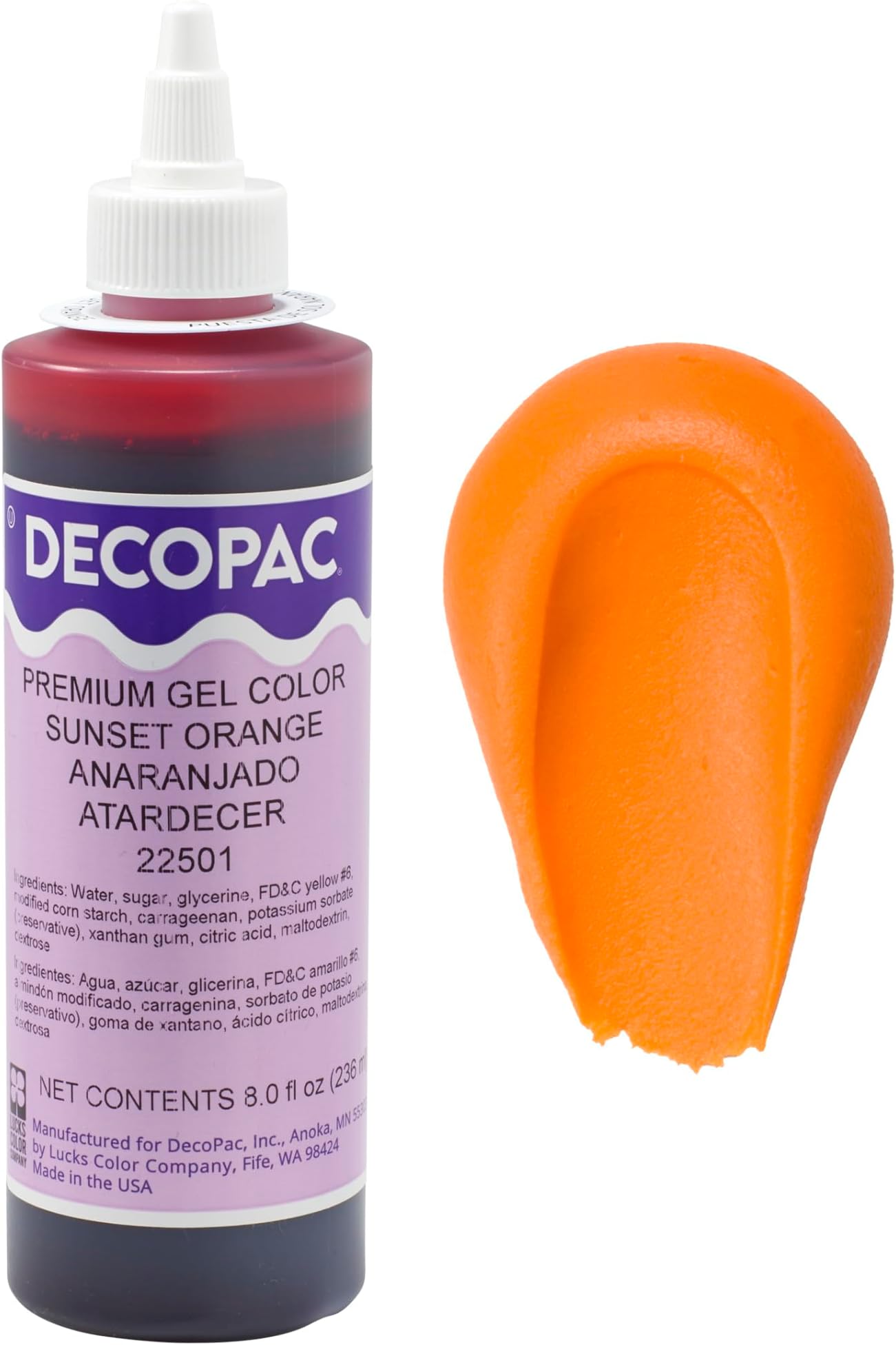 Premium Gel Food Coloring | Sunset Orange Food Coloring For Baking | 8oz | Color Buttercream, Fondant, Frosting & Piping Gel, Food Safe, Highly Concentrated Gel, 8 oz - Sunset Orange
