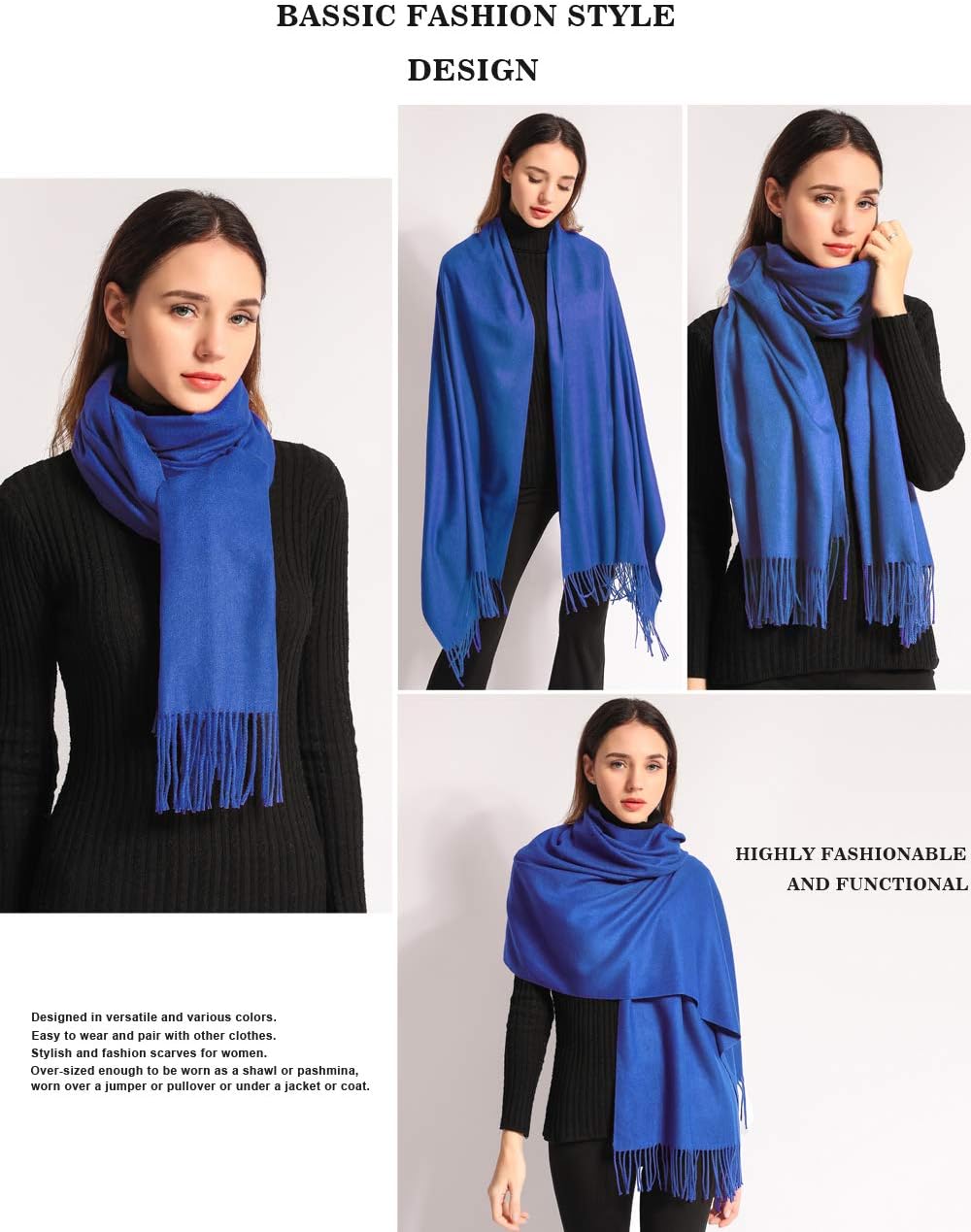 Pashmina Shawl Women Winter Scarf Warm Wedding Wraps Ladies Scarves for Evening Dresses - Image 5