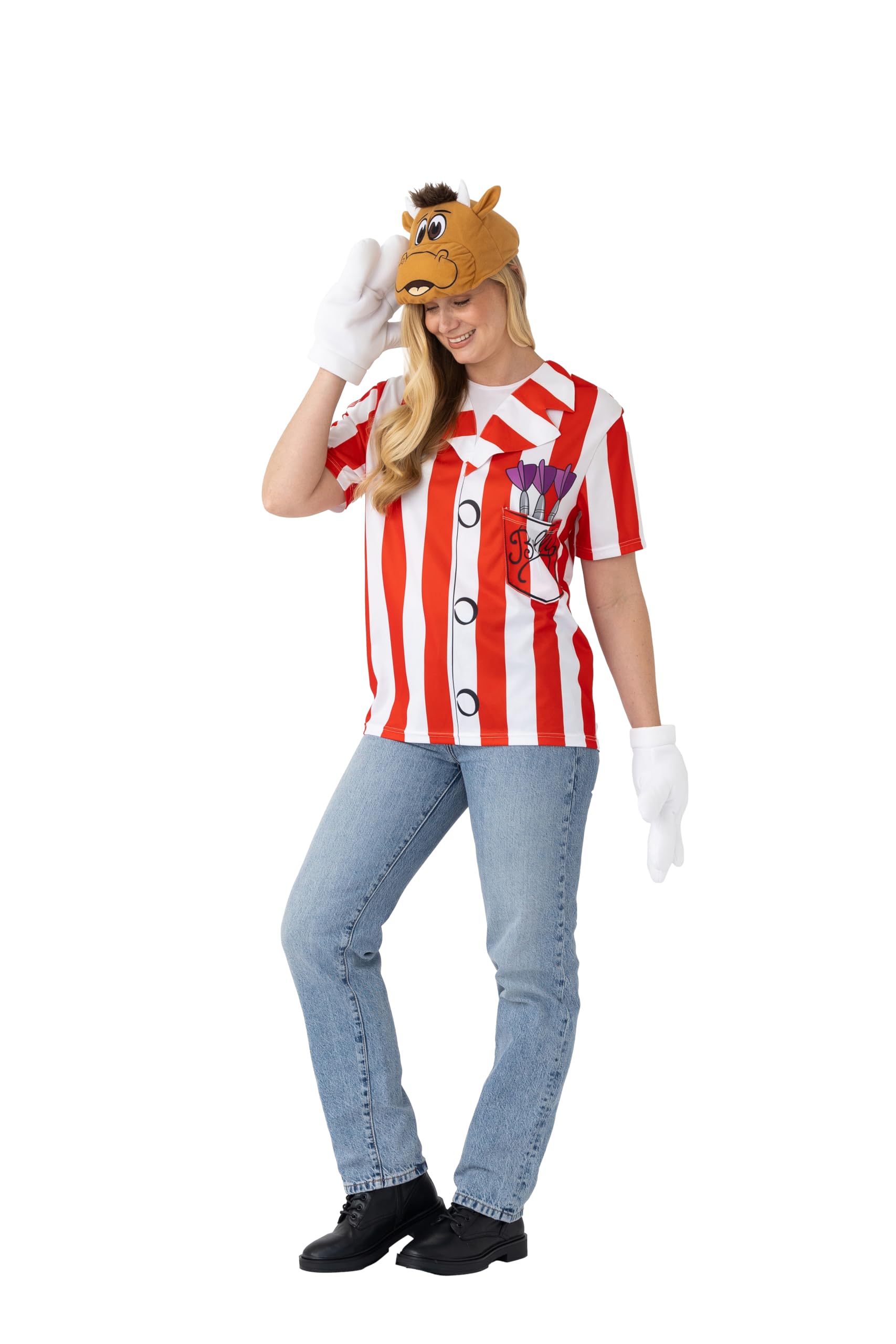 Blues Group Officially Licensed Bully Fancy Dress Outfit – Includes Padded Hat, Printed Shirt & Gloves – 80s TV Show Costume – Small - Medium