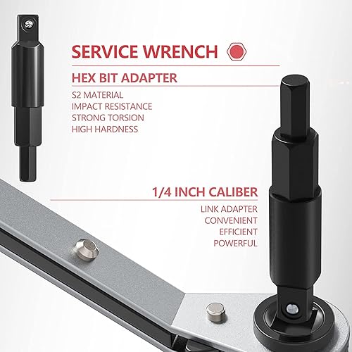 Vista 2 de Mellbree Llave de servicio HVAC, acero al carbono, 3/8 in, 1/4 in, 5/16 in, 3/16 in