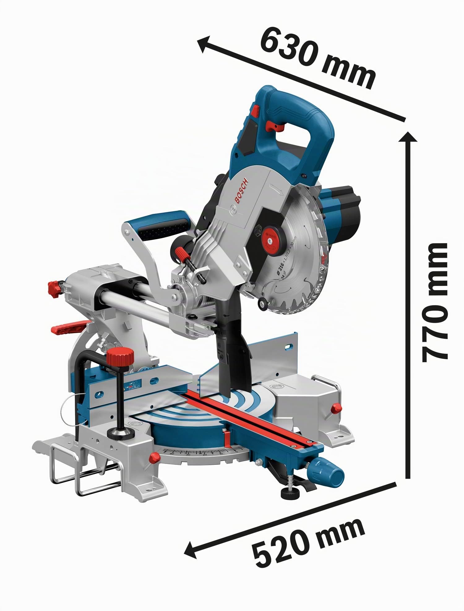 Bosch Professional 18V System Scie à Onglets Radiale sans-fil GCM 18V-216 (Diamètre de Lame : 216 mm, sans Batterie/Chargeur, Boite Carton), Noir, Seul