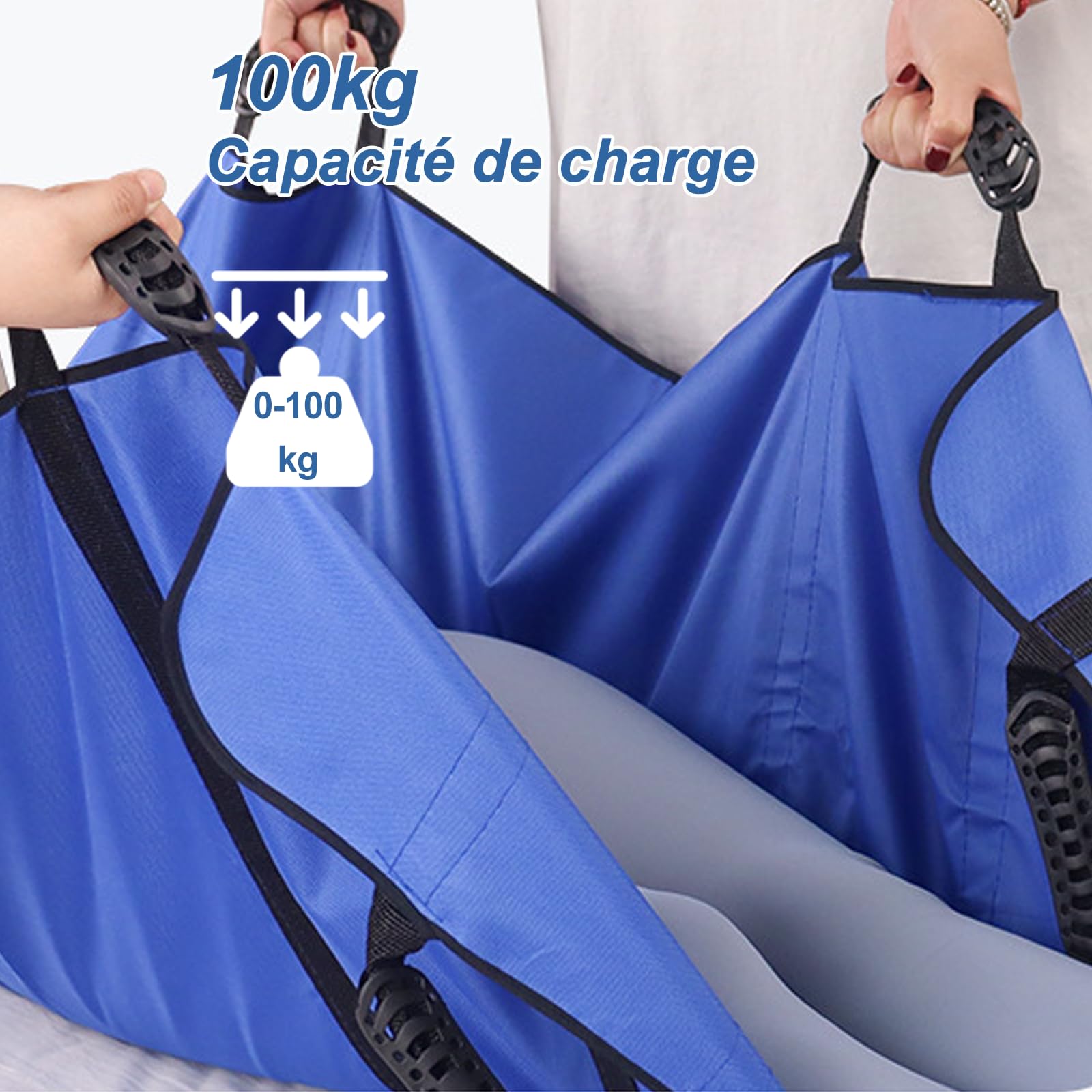 Drap De Glisse Pour Personnes Ãgées 100 * 120 Cm, Slide Sheet With 8 Handles, Patient Transfer Sheet Pour Lève Personnes Pour Personnes Âgées Et Alitées Et People With Disabilities (bleu)