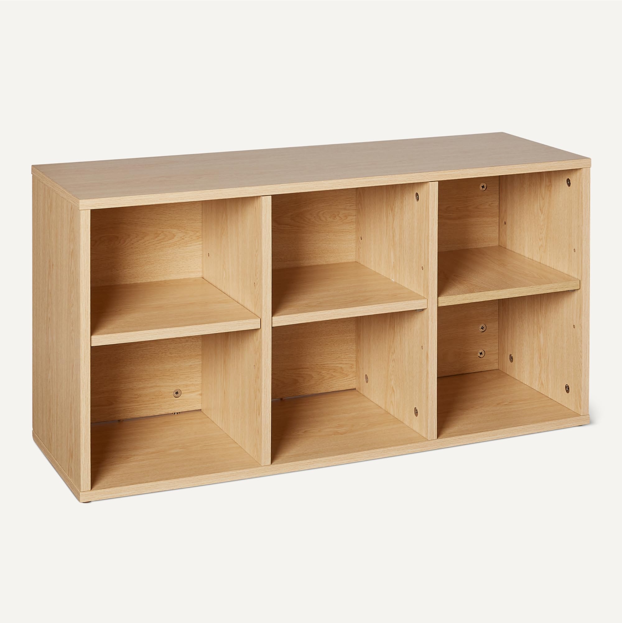 Amazon Basics - Scarpiera con Cuscino, Scarpiera con 6 Scomparti, Ripiani Regolabili, per Ingresso, 87 x 30 x 48cm, Rovere