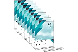 Clear Acrylic Frames - 10 Pack 8.5x11 Double-Sided Acrylic Sign Holders for Versatile Display