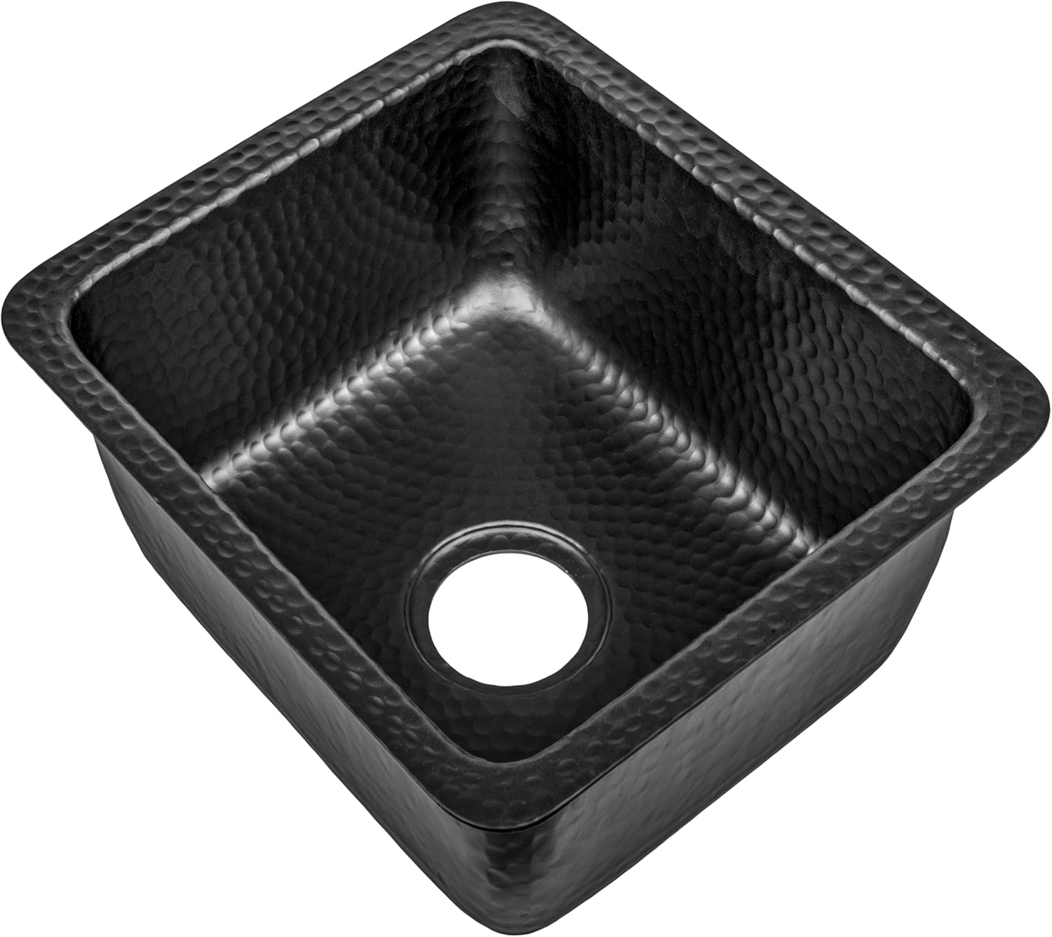 monarch abode 17-inch hand hammered matte black aluminum highball dual mount drop in kitchen sink, drop in or undermount kitchen sink, deep single rectangular bowl 17 inches matte black