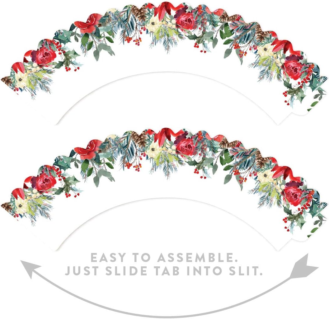 Andaz Press Party Cupcake Wrapper Decorations, Christmas Holiday Flowers and Leaves, 24-Pack, For Girls 1st Birthday Baby Bridal Shower Tea Party Themed Decorations