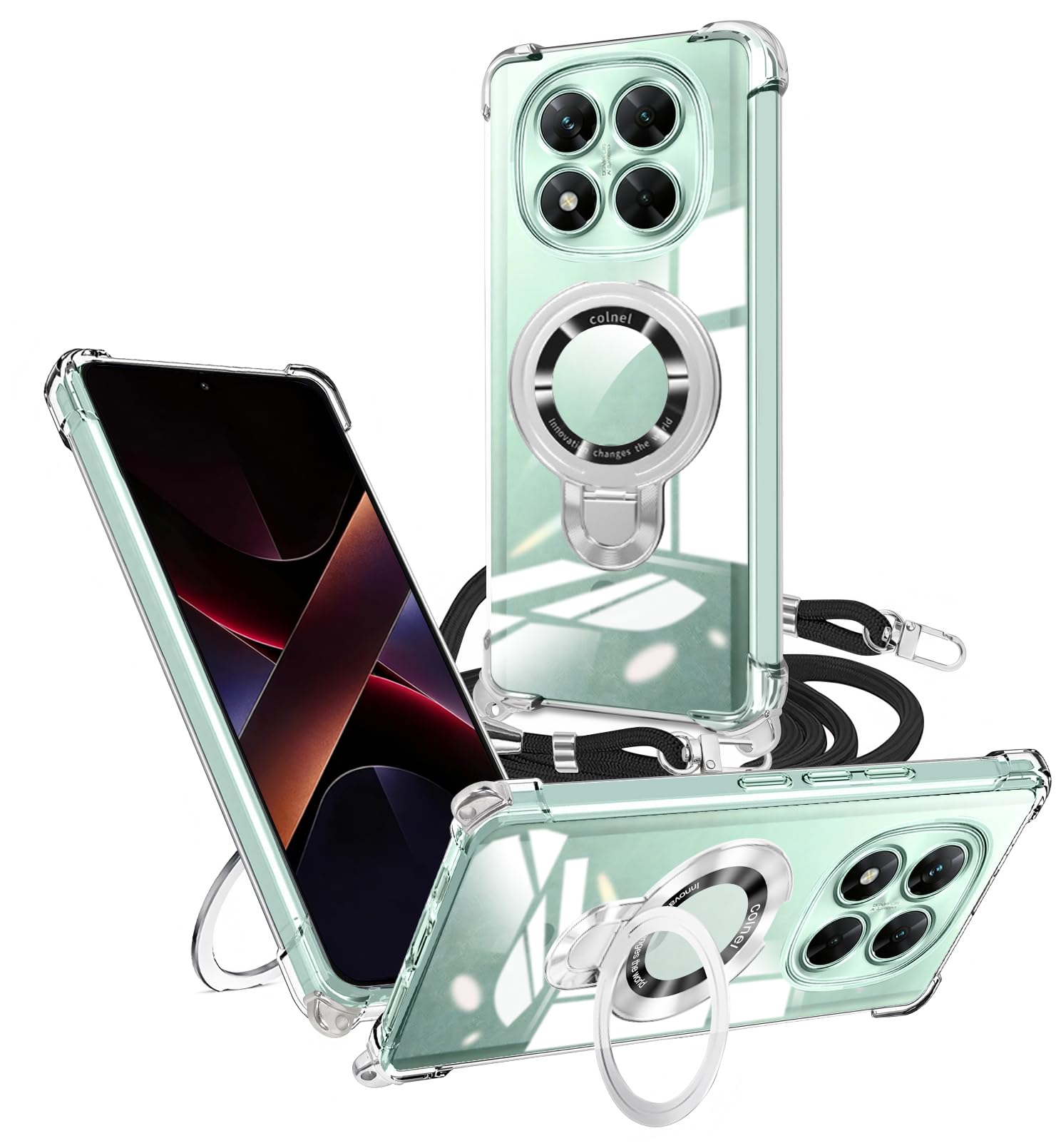 Case for Redmi Note 14 Pro 5G / Xiaomi Poco X7 5G Clear, Shoulder Arrows Xiaomi POCO X7 Cover, Shockproof, Portrait & Horizontal, Magnetic, Adjustable, Protective Soft, Removable, Thin TPU