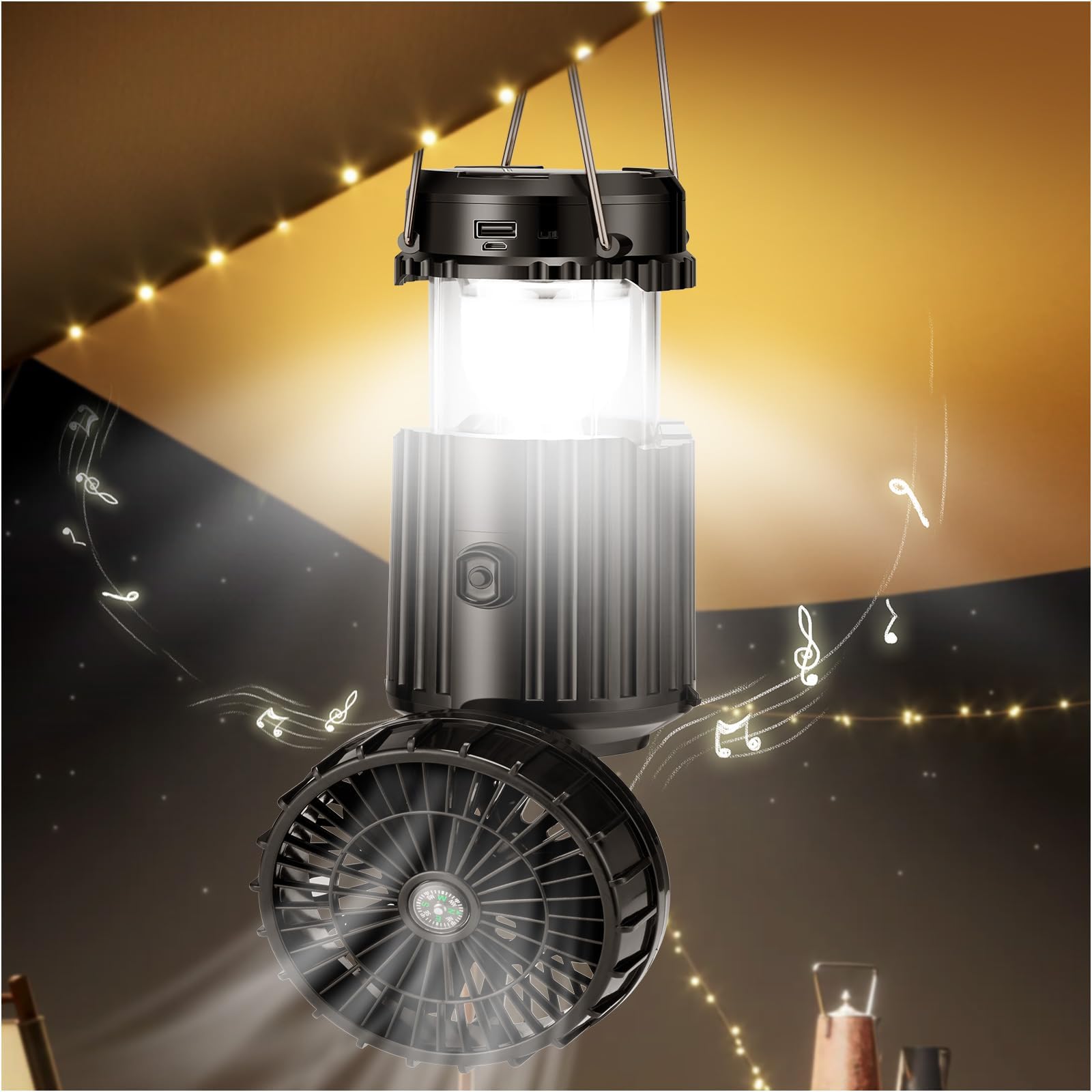 Cadena LED 10m USB Para Camping: Linterna Recargable 2000mAh, IP44, Luz Portátil Tienda