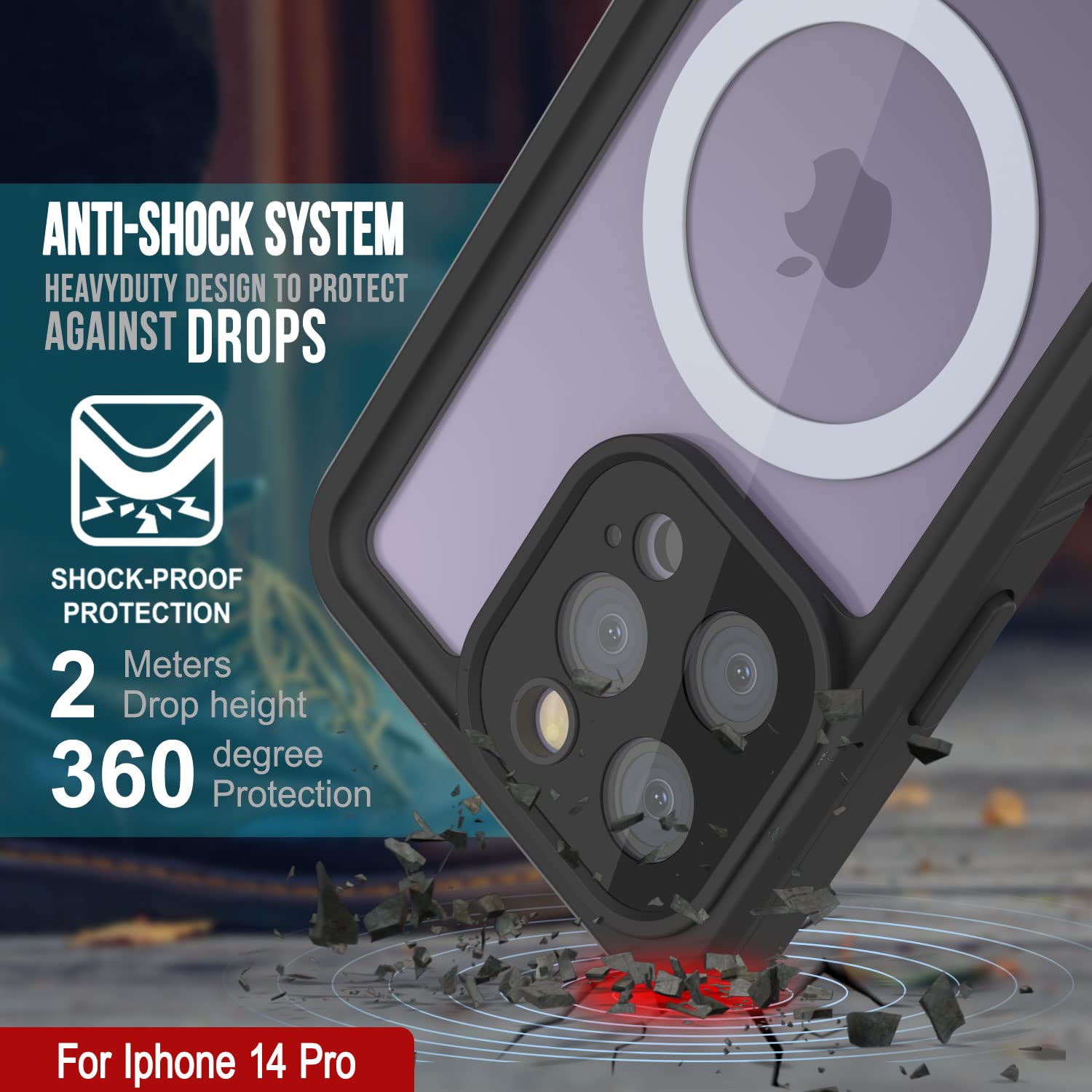 Custodia PunkCase Alpine 2.0 Per IPhone 14 (6,1") | Impermeabile IP68, Antiurto Militare, Con Pellicola Inclusa | Colore Nero - 5