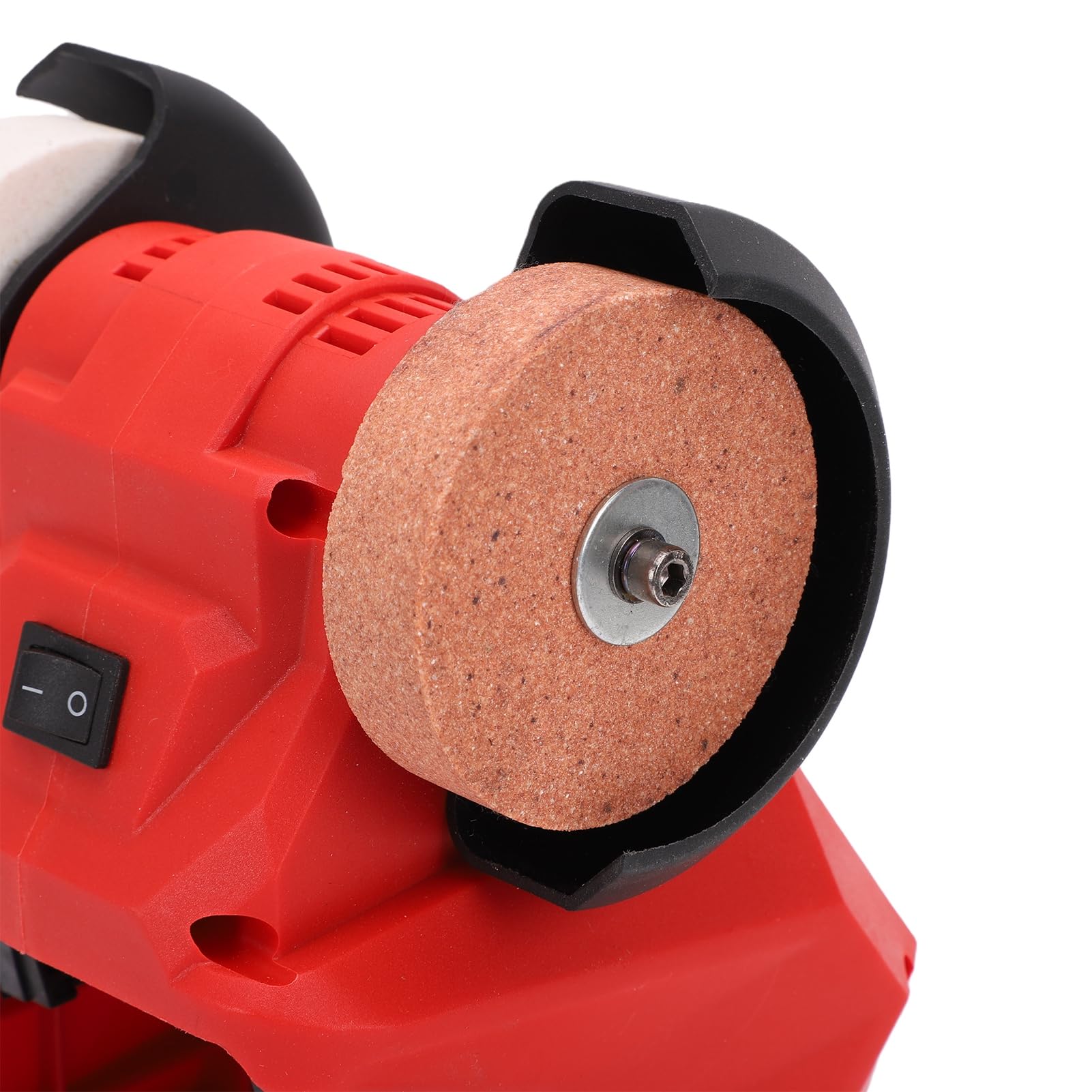 Asixxsix Mini Amoladora de Banco, Lijadora Pulidora Inalámbrica con Batería de 5500 RPM y 18 V con Ruedas de Corindón Fino y Grueso Cubierta Protectora de Metal para Eliminar óxid