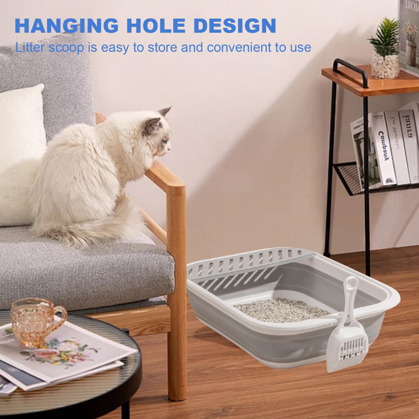 Fhiny Faltbare Katzentoilette – Flaches Design, Auslaufsicher, 45x34x12,4 Cm, Mit Schaufel, Ideal Für Reisen & Kitten