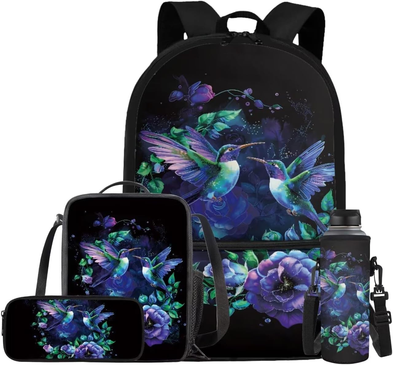 Cute Kitten Backpack for Girls Butterfly School Backpack with Lunch Box Paw Print School Book Bags for Girls Cool Lunch Box Pencil Box Case Storage and Water Bottle Sleeve