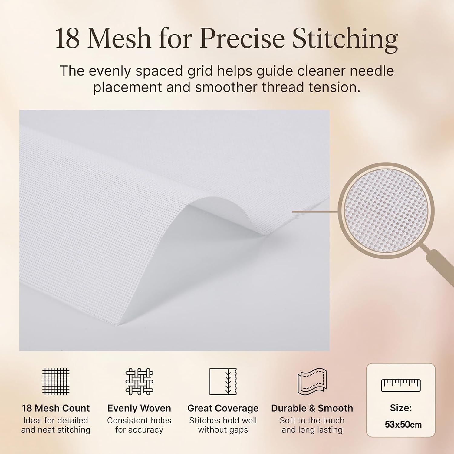18 Mesh Needlepoint Canvas, 20.9" X 19.7"