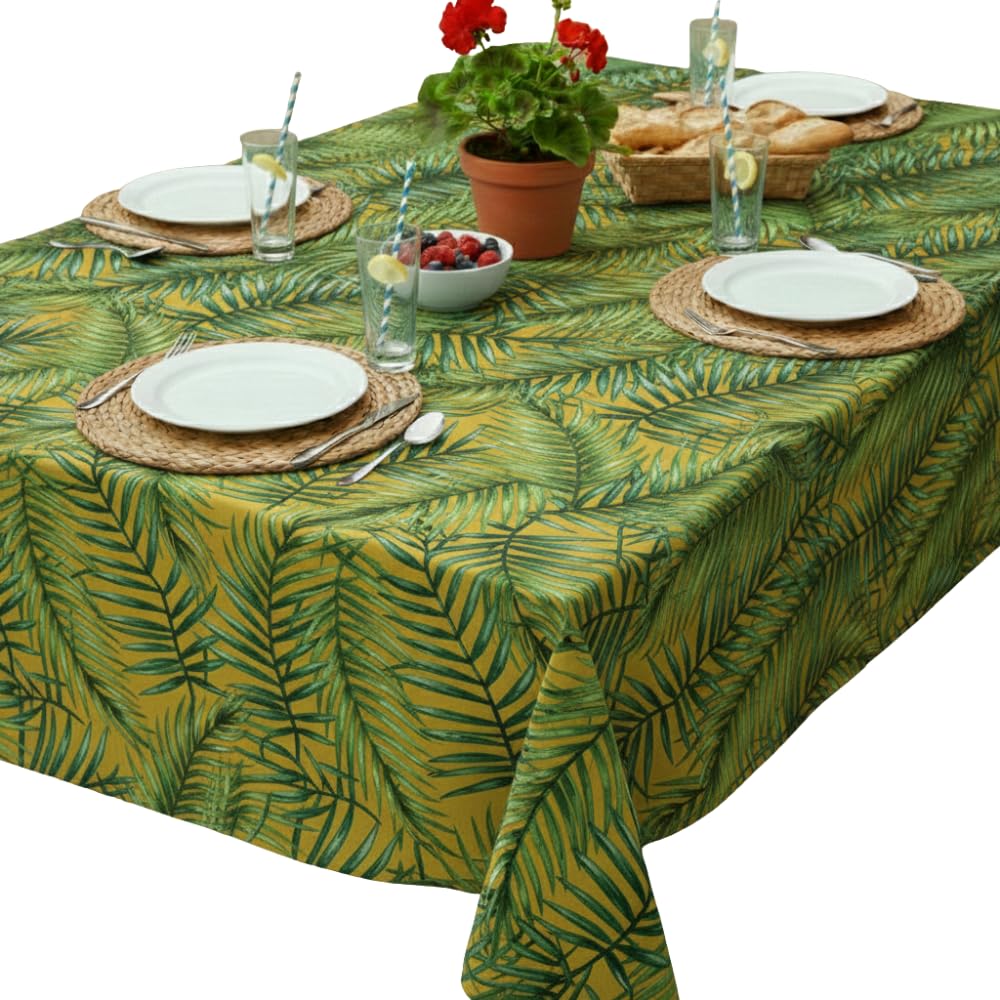 Jolee Tablecloths Chartwell Ochre Jolee Outdoor & Indoor Water Repellent Tablecloth Rectangular 144 X 100 Cm - Stain Resistant, Washable, Decorative Fabric Table Cover For Dining, Patio, Kitchen