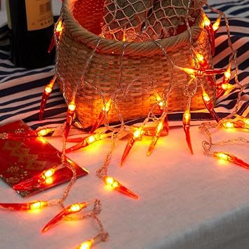 Red Chili String Lights,10ft 20 LED Chili String Lights Battery Operated Fairy Lights for Wedding, Chinese New Year,Spring Festival,Party Decoration,Christmas