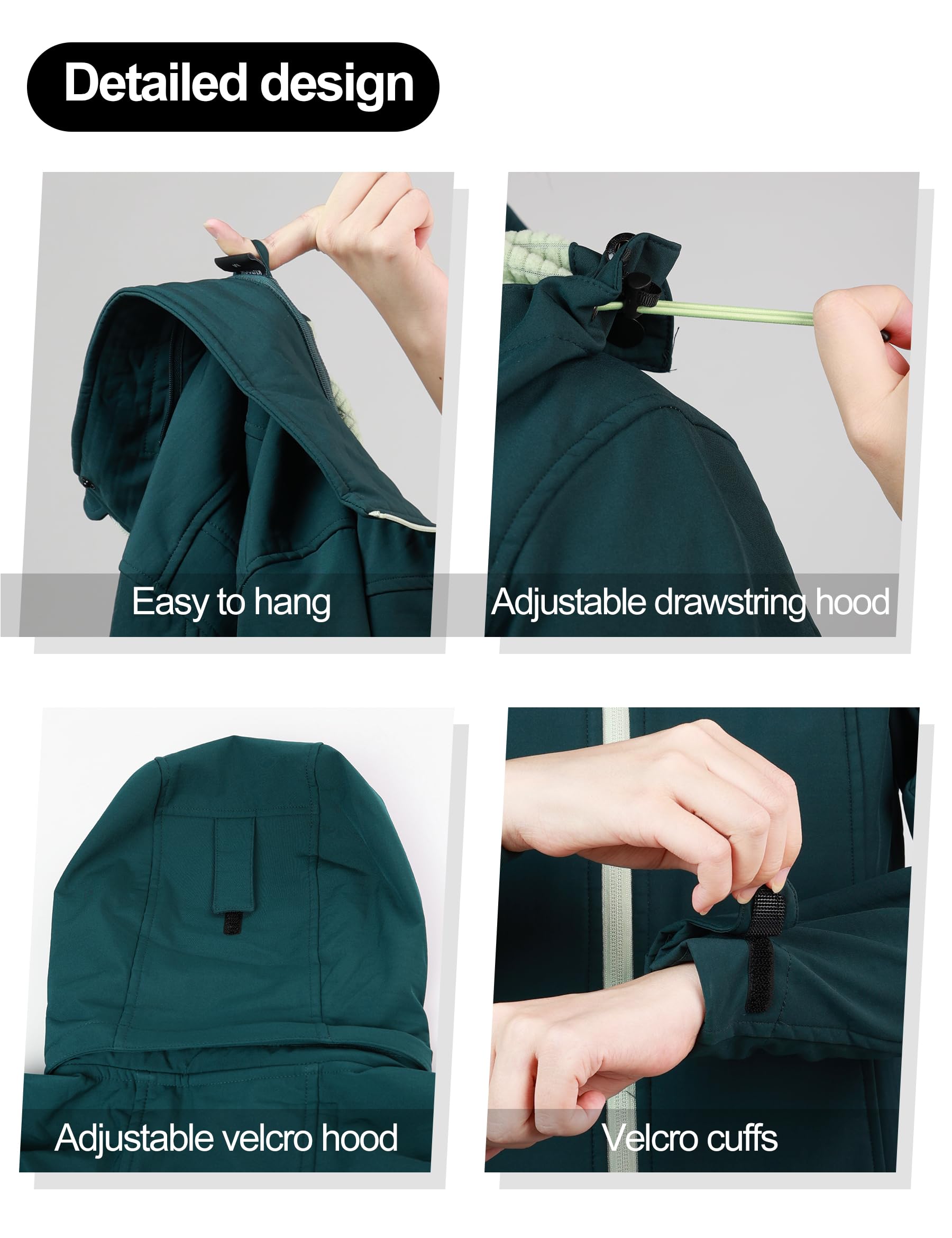 KUTOOK Giacca Softshell Donna Giacca Trekking Donna Invernale in Pile con Cappuccio Removibile Impermeabile Antivento per Pesca Arrampicata Escursionismo all'aperto e Vita Quotidiana