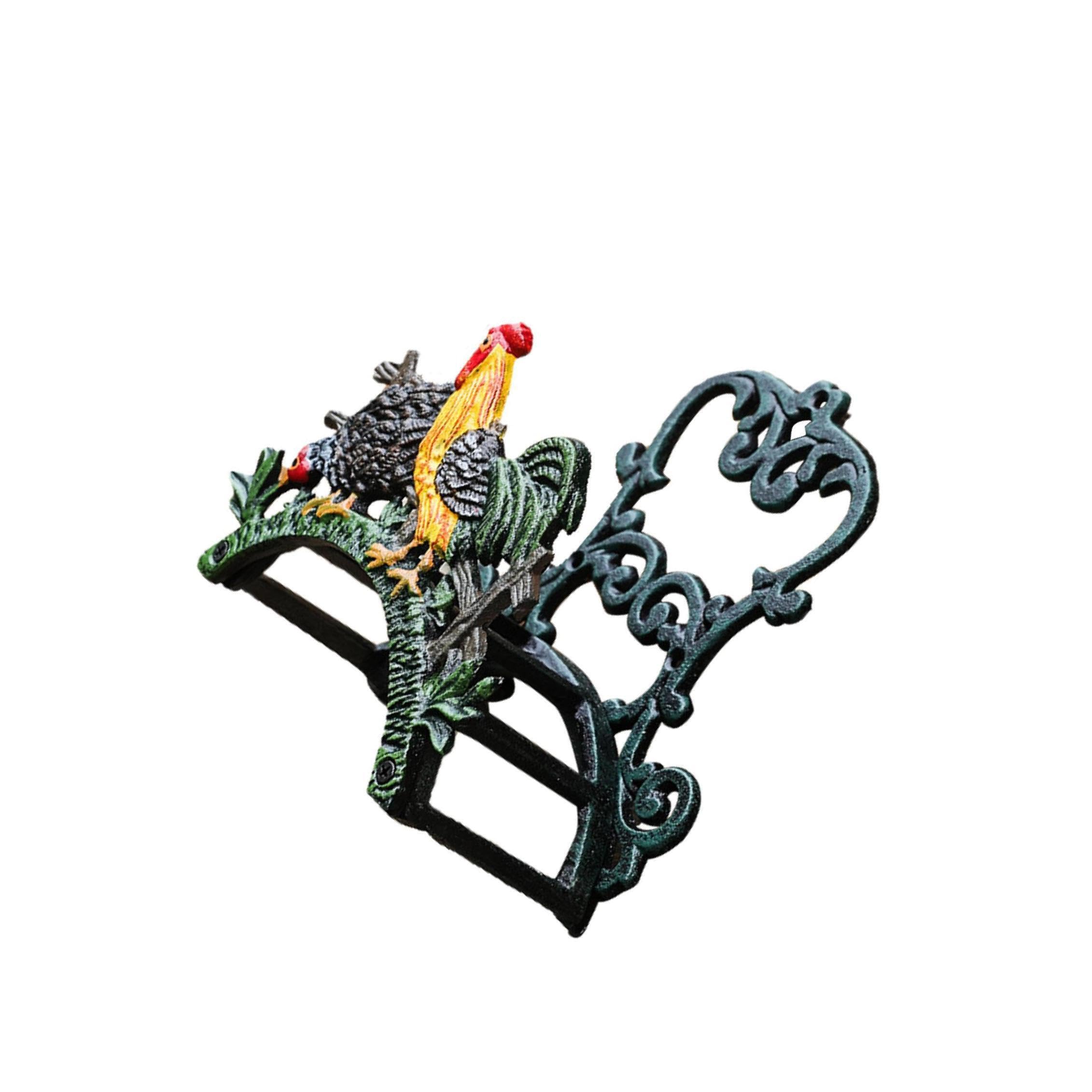 Soporte para Manguera de jardín con diseño vívido, de Pared, Ideal para Vallas Exteriores u Otros Lugares. Soporte Creativo para Manguera jardín Hierro Fundido, Pollo, 22x11x21.5cm