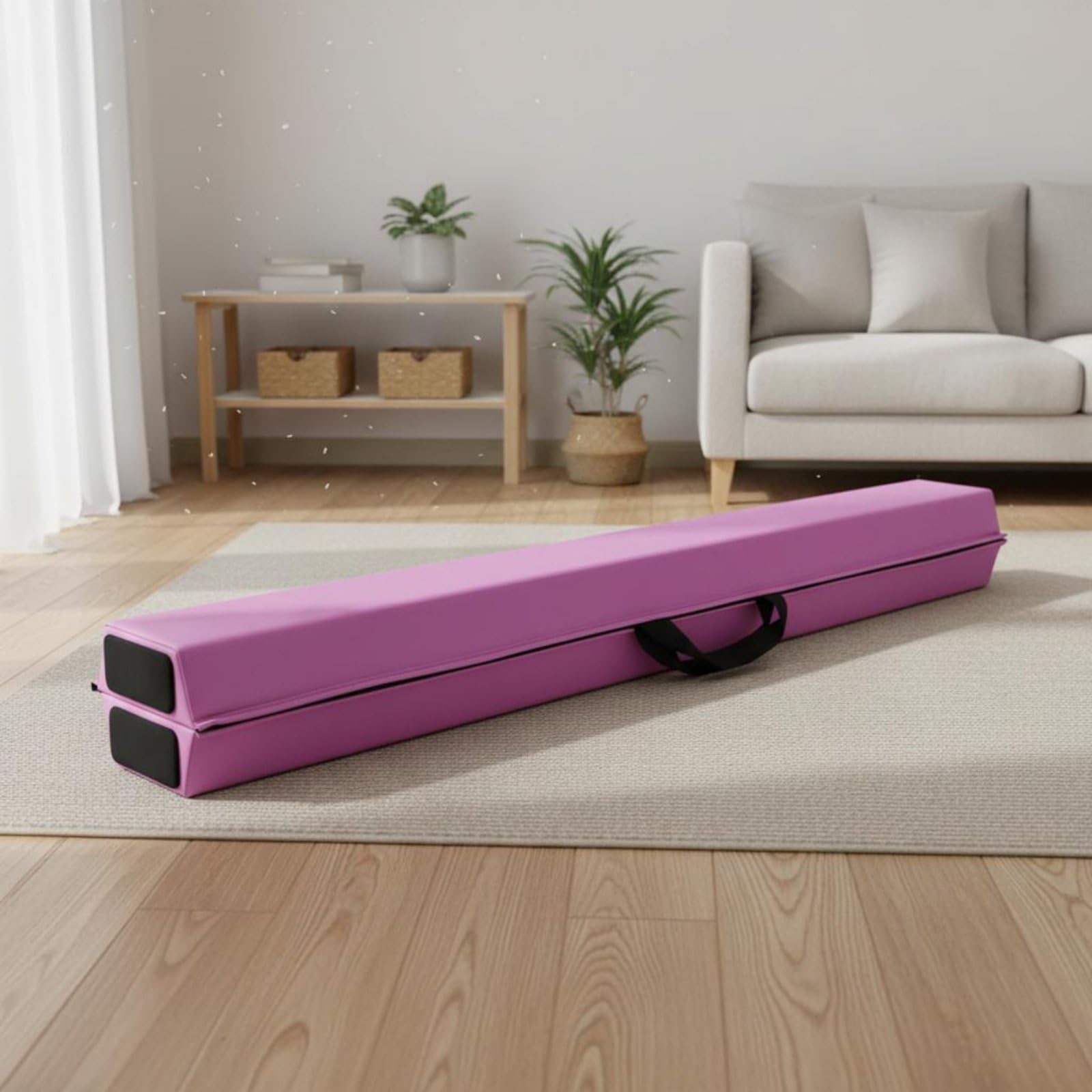 Gralara Trave da Ginnastica Pieghevole Trave Bilanciere Attrezzatura Palestra Compatta E Portatile con Maniglie E Protezione Dagli Urti Adatta per Pratica