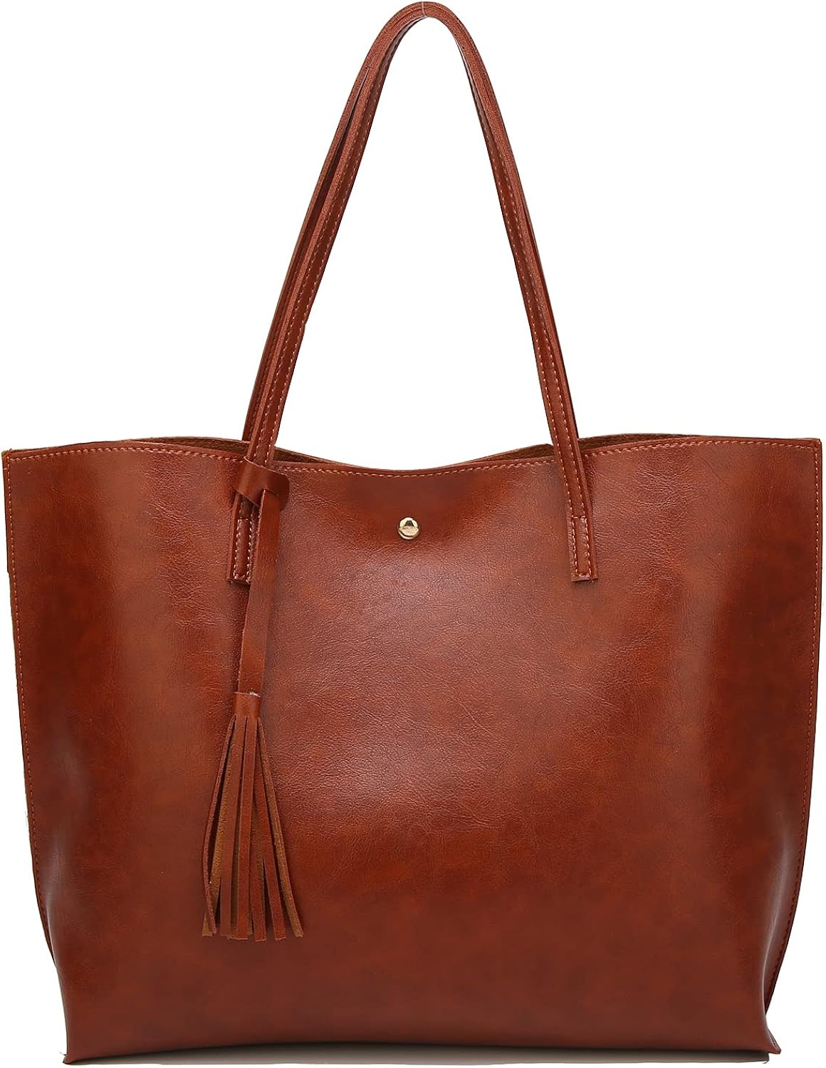 Dreubea - Bolsa de piel sintética suave con borlas de gran capacidad