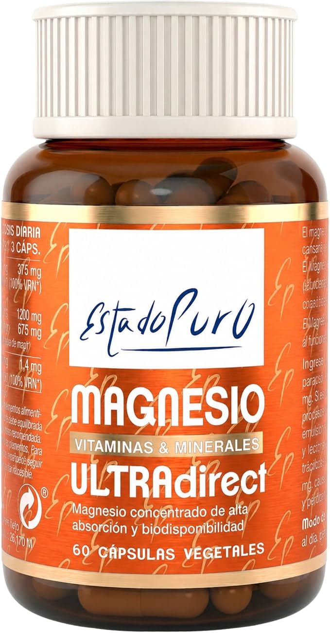 Magnesio Estado Puro | Bisciglinato de Magnesio 1200mg + Marino 675mg | 60 Cápsulas (1 Mes) | Máxima Absorción Sin Molestias Digestivas | Energía, Claridad Mental y Recuperación Muscular | TONGIL