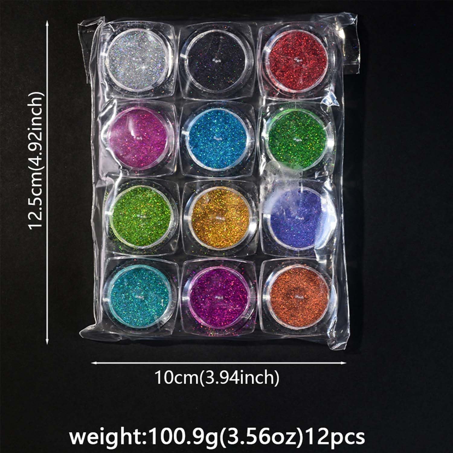 12 Colors Glitter Nail Powder Holographic Chrome Nail Powder Laser Effect Chrome Pigment Glitter Colorful Nail Art Glitter for Women Manicure Accessories Supplies