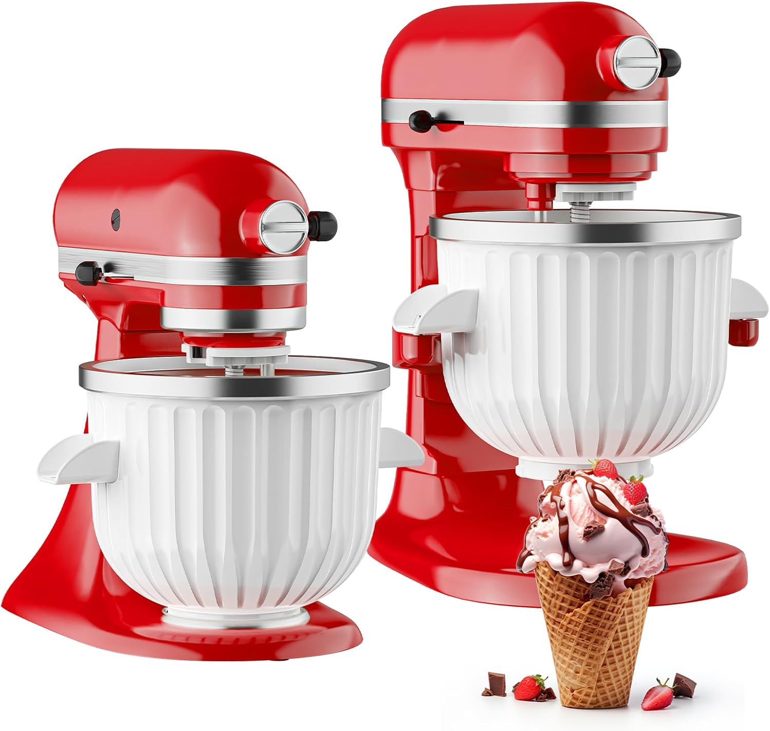 Stainless Steel Slicer Shredder Attachment & Ice Cream Maker Attachment for KitchenAid Stand Mixer