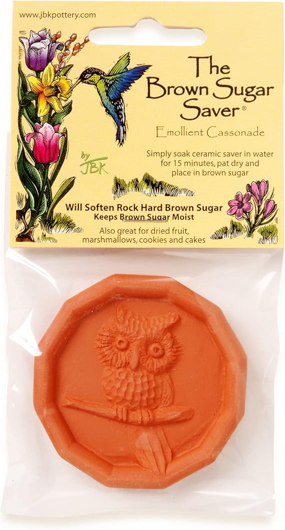 Terra Cotta Brown Sugar Saver | Owl Design | Food-Safe Softener for Cookies, Marshmallows, Dried Fruits & More | Reusable Moisture Keeper by JBK Pottery | Durable & Charming Kitchen Tool