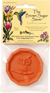 Terra Cotta Brown Sugar Saver | Owl Design | Food-Safe Softener for Cookies, Marshmallows, Dried Fruits & More | Reusable Moisture Keeper by JBK Pottery | Durable & Charming Kitchen Tool