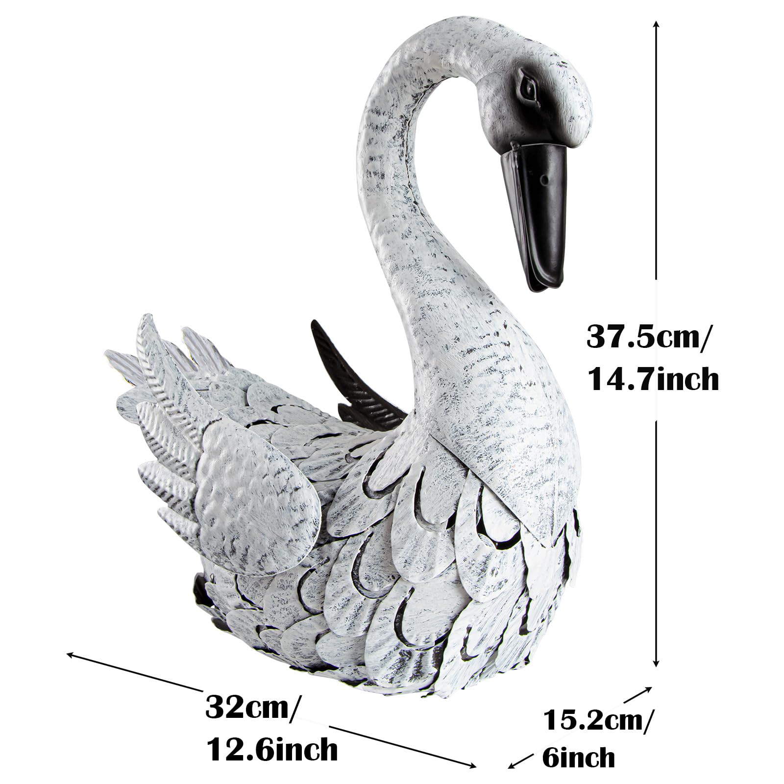 Estatua de jardín en forma de cisne blanco, en metal, decoración exterior para fuente de jardín, piscina, terraza