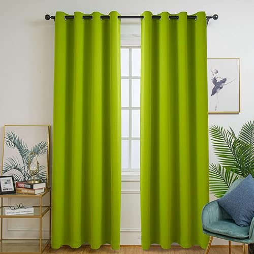 Miniatura 24 de Cortinas opacas para oscurecer la habitación, con aislamiento térmico y ojales, para sala de estar, bunglow (2 paneles, negro, 72 x 45 pulgadas)