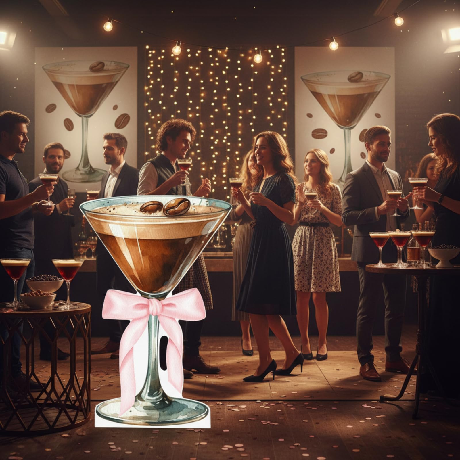 AmazingSpark Martini-Glas-Kartonständer für Espresso, Martini-Cocktail, für ältere Geburtstage, Junggesellinnenabschiede, Hochzeit, Party, Dekoration, 1,2 m