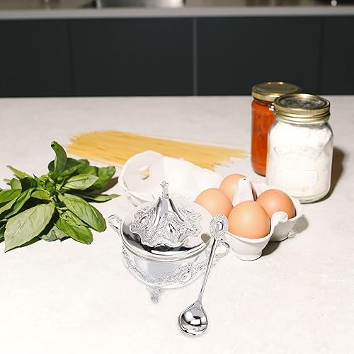 Miniatura 6 de LIFKOME Plato para dulces con tapa, cuenco de azúcar y chocolate, plato de servir con tapa y tarro de almacenamiento de metal, recipiente de té,