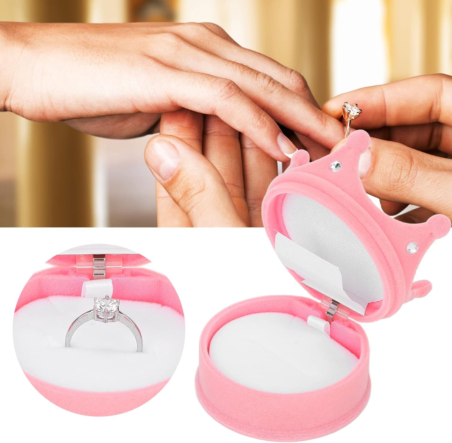Jewelry Organizer Small Travel Jewelry Box Lovely Flocking Wedding Ring Box Light Pink Jewelry Organizer for Gift Jewelry Box,Jewelry Organizer Box