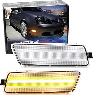 iJDMTOY Clear Lens Amber Full LED Bumper Side Marker Light Kit Compatible With Volkswagen 2006-2009 MK5 Golf/GTI Rabbit, 2005-2010 Jetta, 2008 R32, 40-SMD LED, Replace OEM Front Sidemarker Lamps