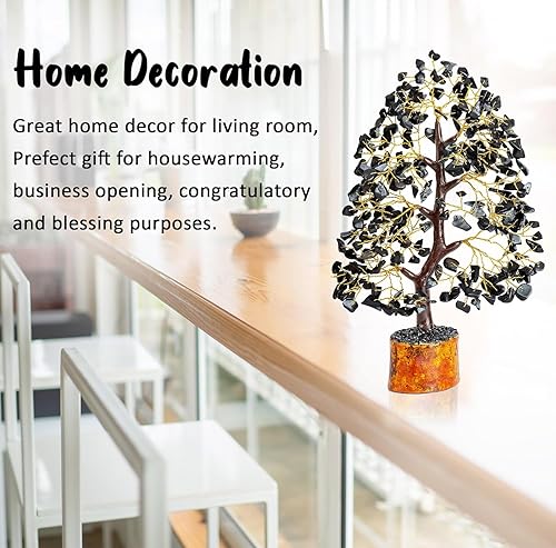 Miniatura 4 de Árbol de la vida con piedras preciosas de turmalina negra, árbol de cristal para energía positiva, árbol de chakras hecho a mano, decoración de Feng