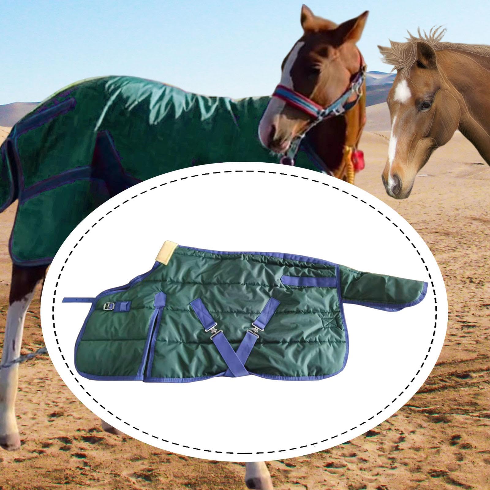 Manta para Caballo de Invierno Resistente Al Agua Y Al Viento Relleno Térmico Y Forro de Poliéster Especialmente Diseñada para Caballos Pequeños Uso E