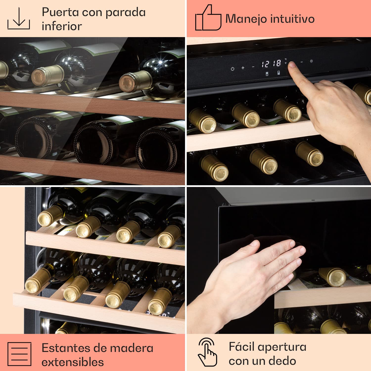Klarstein Vinoteca de Pie, Nevera para Vinos de Dos Zonas Refrigeración, Nevera para Cervezas Pequeña de Interior/Exterior Puerta de Cristal, Nevera Protección UV, 5-18°C, Botellero 25 Botellas