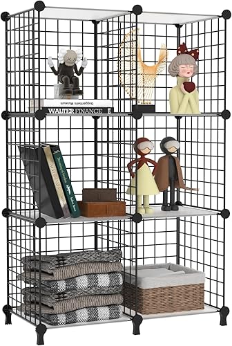Miniatura 11 de AWTATOS Organizador de almacenamiento de cubos de alambre, organizadores de armario y almacenamiento, estantes de almacenamiento de metal de 6 Blanco