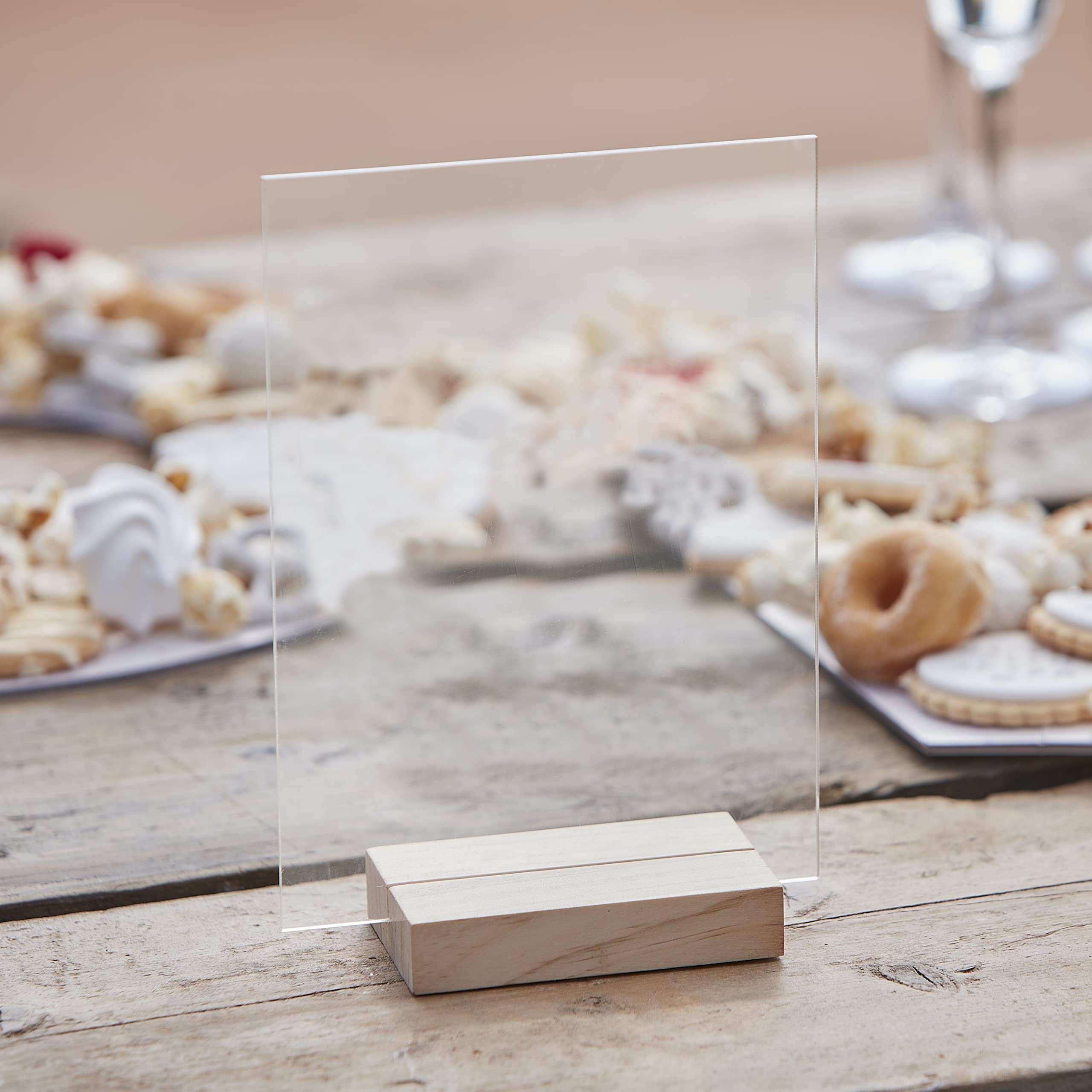 Ginger Ray Clear Acrylic Table Party Sign to Personalise for Table Numbers Guest Book Signs or Place Cards - 15cm x 21cm