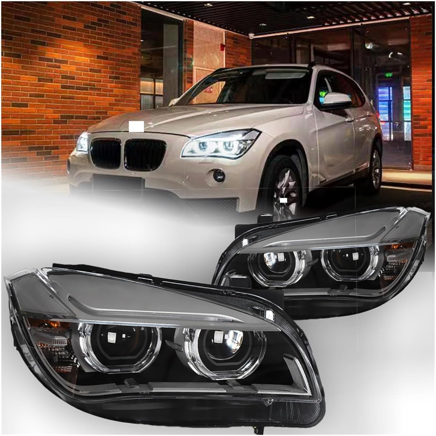 Car Styling Head Lamp Compatible With BMW X1 E84 Headlights 2011-2015 LED Headlight Angel Eye DRL Hid Bi Xenon Automotive Accessories(Headlight No Bulb)