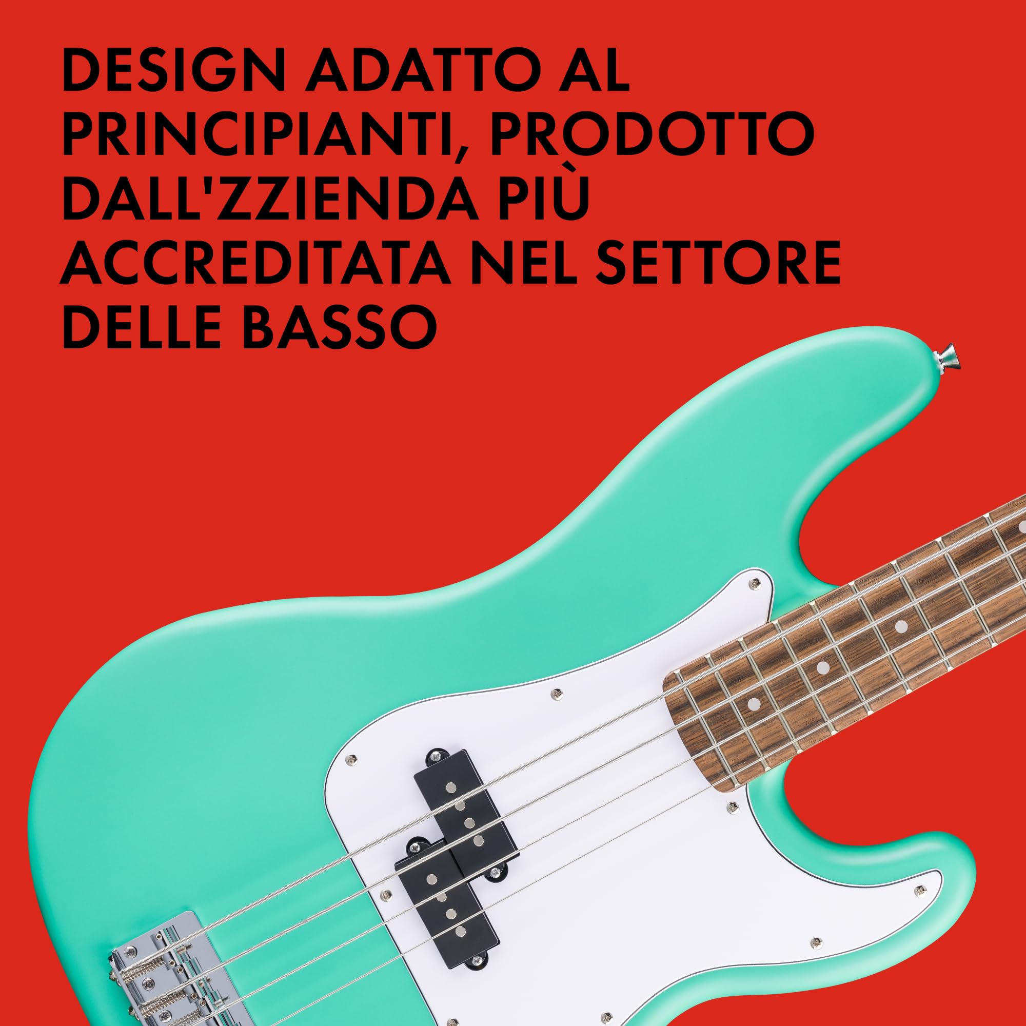 Squier by Fender Debut Collection Precision Bass, Laurel Fingerboard, White Pickguard, Seafoam Green