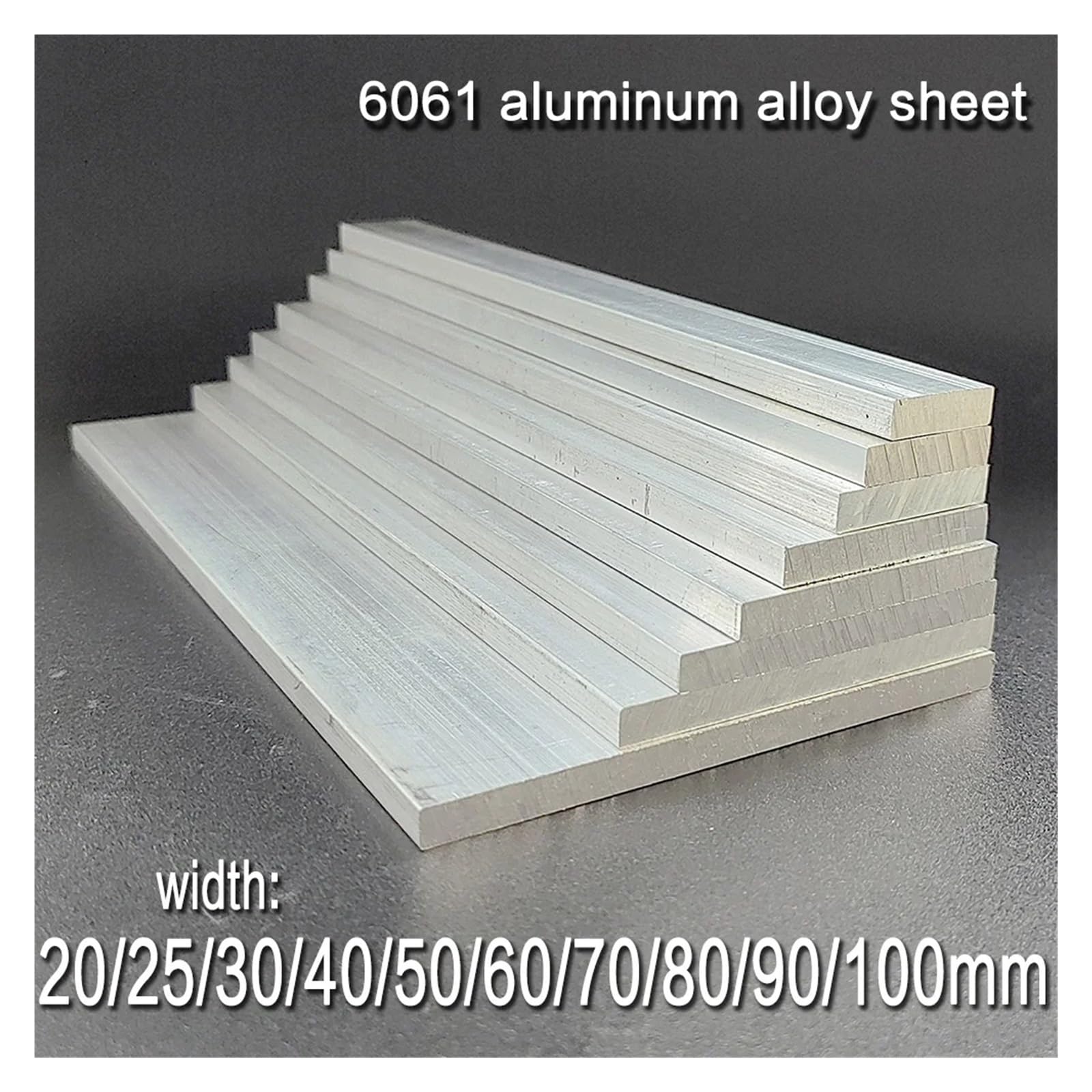 6061 Aluminiumlegierung Flachstange Dicke 6 mm Breite 20 25 30 40 50 60 70 80 90 100 Länge 150 200 m(6x100x300mm 1pc)