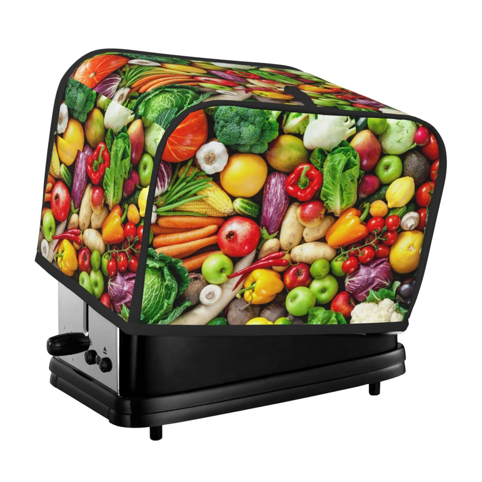 Vegetable Toaster Cover 2 Slice, Cute Country Bread Machine Cover, Washable Toaster Kitchen Small Appliance Cover Stain Resistant,with Top Handle