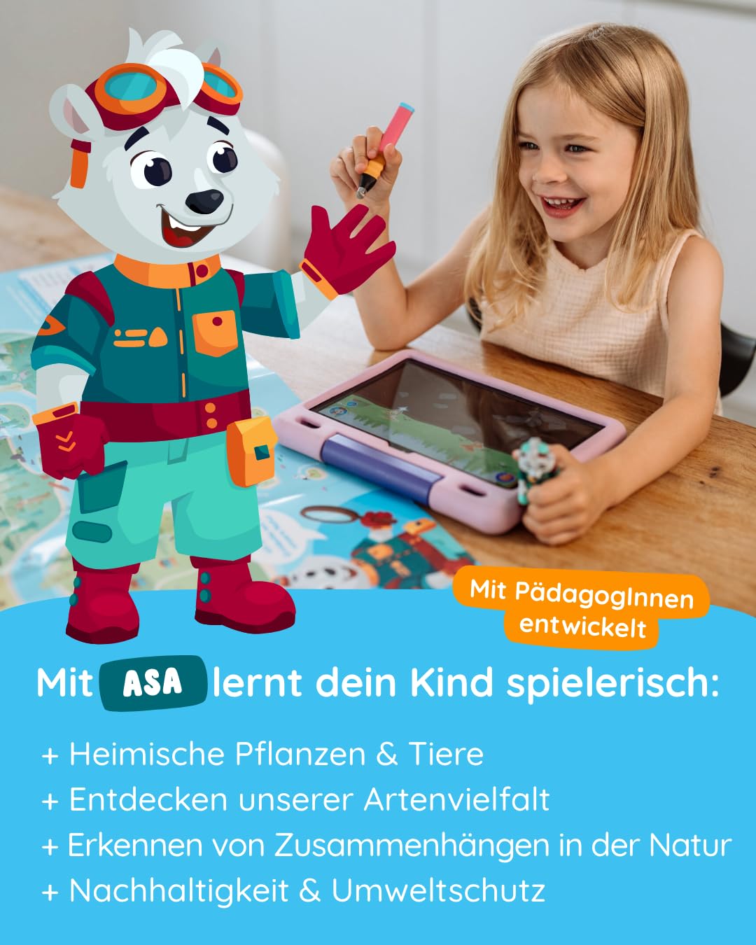 Edurino Figur ASA Unsere Natur ab 4 Jahren inkl. App | Heimische Pflanzen & Tiere | Artenvielfalt | Zusammenhängen in der Natur | Nachhaltigkeit & Umweltschutz (Figur ASA)