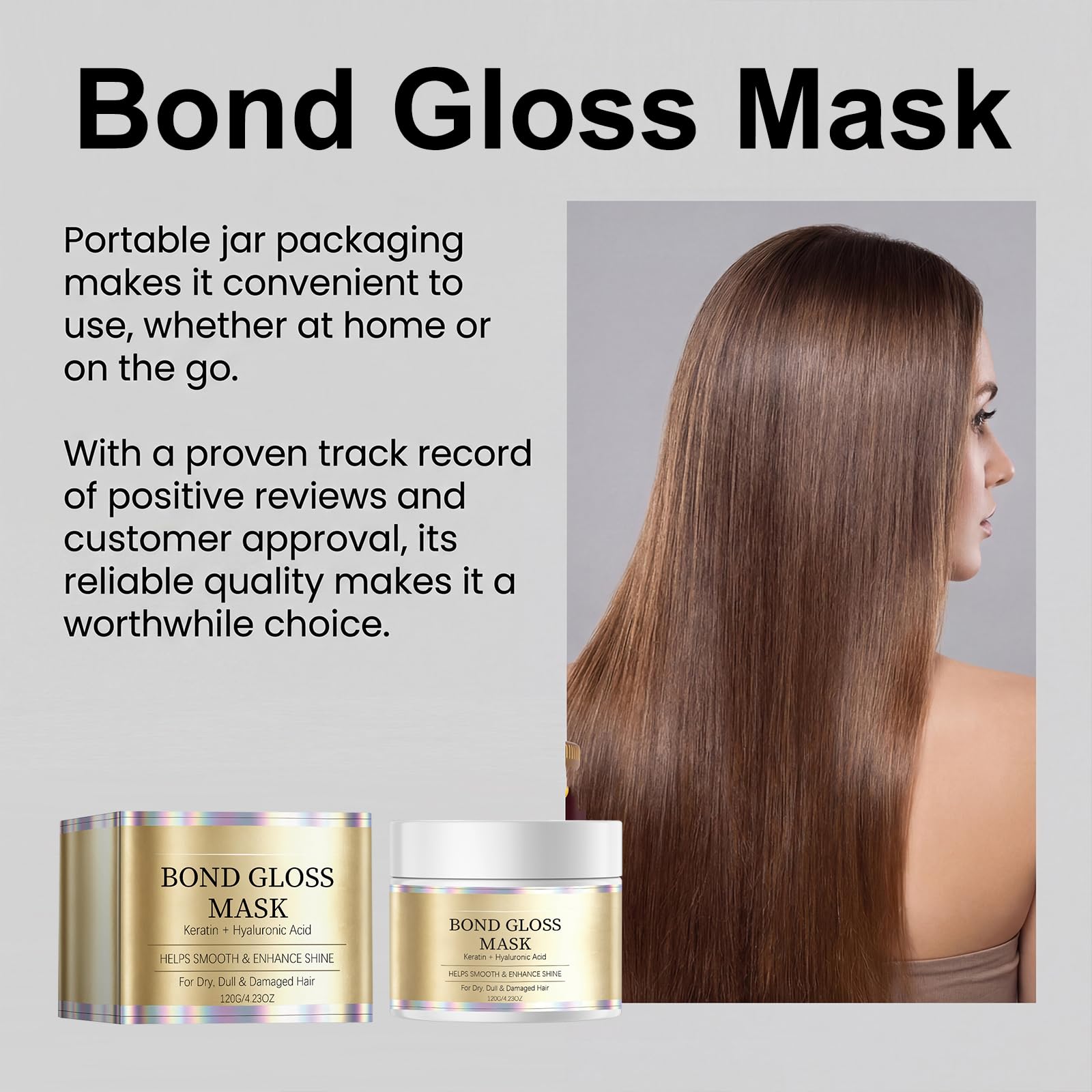 Bond Gloss Mask – odżywcza i nawilżająca maska do włosów dla gładszych i błyszczących włosów. Wzmacnia włosy przez długi czas, intensywnie pozbawione połysku i zniszczonych włosów (6 szt.)