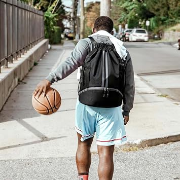 DDSHUN Drawstring Backpack, Waterproof Gym Bag, Unisex Large Oxford PE Pack Students School Backpack Swimming Bag Durable Sports Ball Bag with Shoe Bags