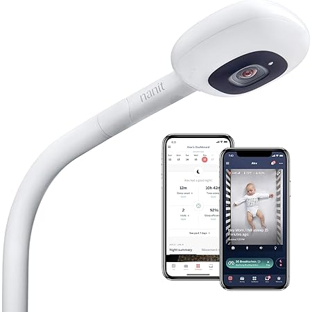 Nanit Plus - Smart Baby Monitor and Floor Stand: Camera with HD Video & Audio - Sleep Tracking - Night Vision - Temperature & Humidity Sensors and Two-Way Audio